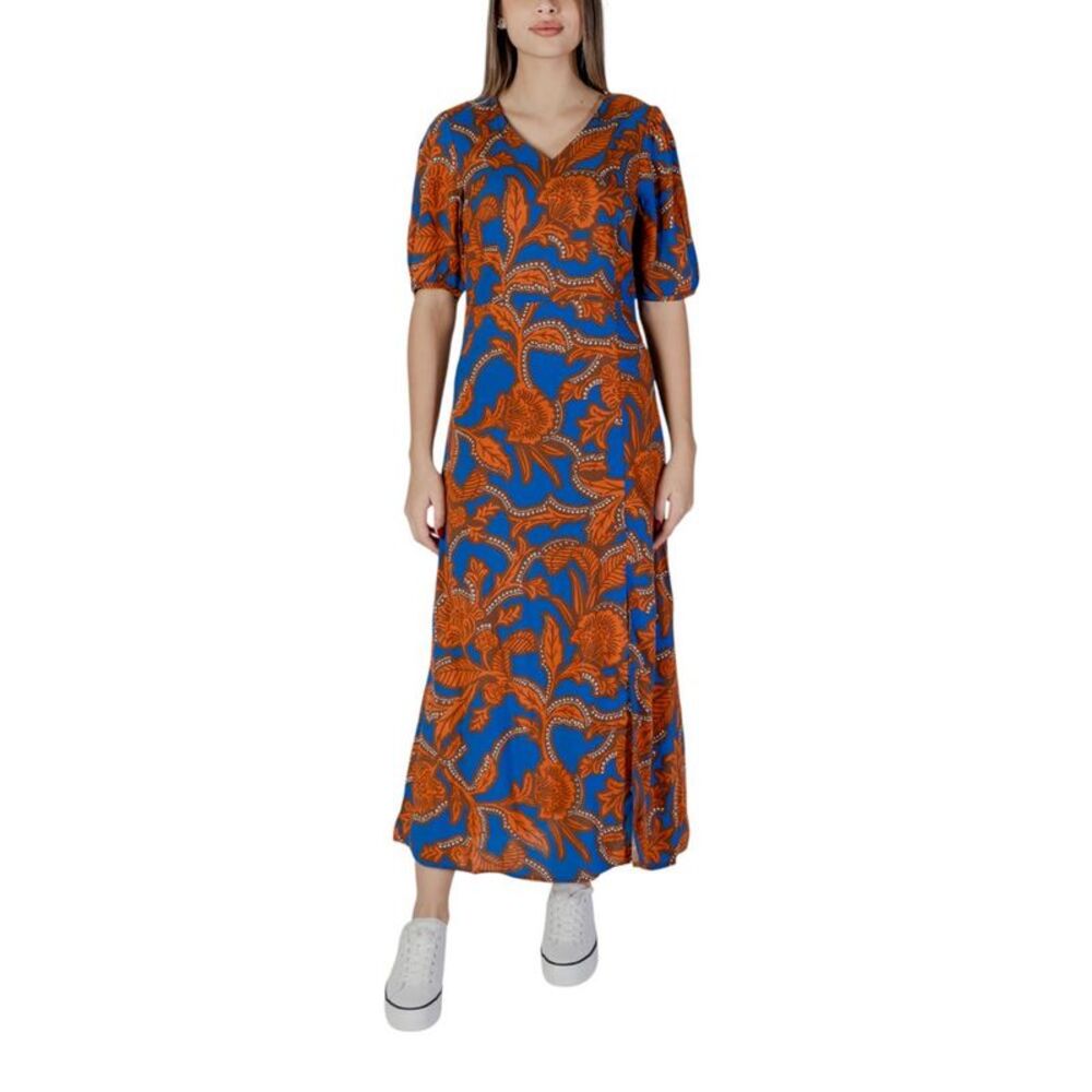 B.Young Blue Viscose Long Women's Dress